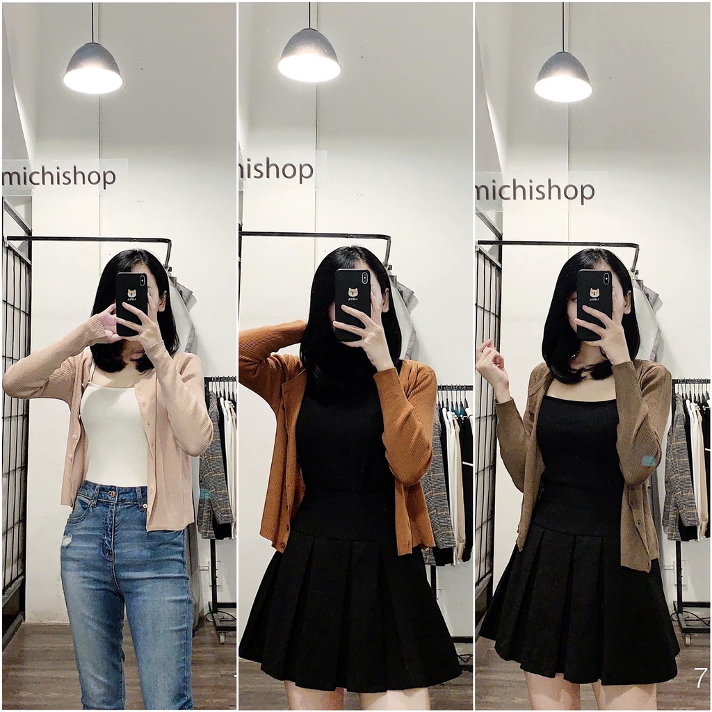 Áo cardigan tăm cổ tròn dài tay freesize-83A07