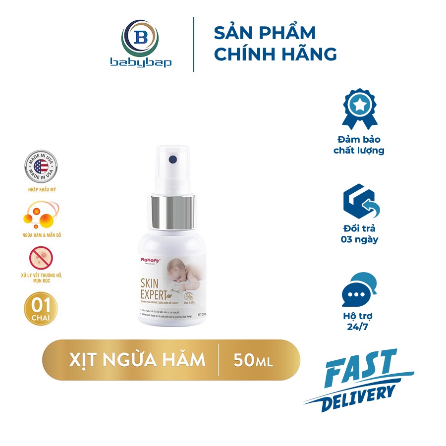 Xịt Kháng Khuẩn Cho Da Thay Kem Hăm An Toàn Cho Da Bé Skin Expert Mamamy 50ml_chai