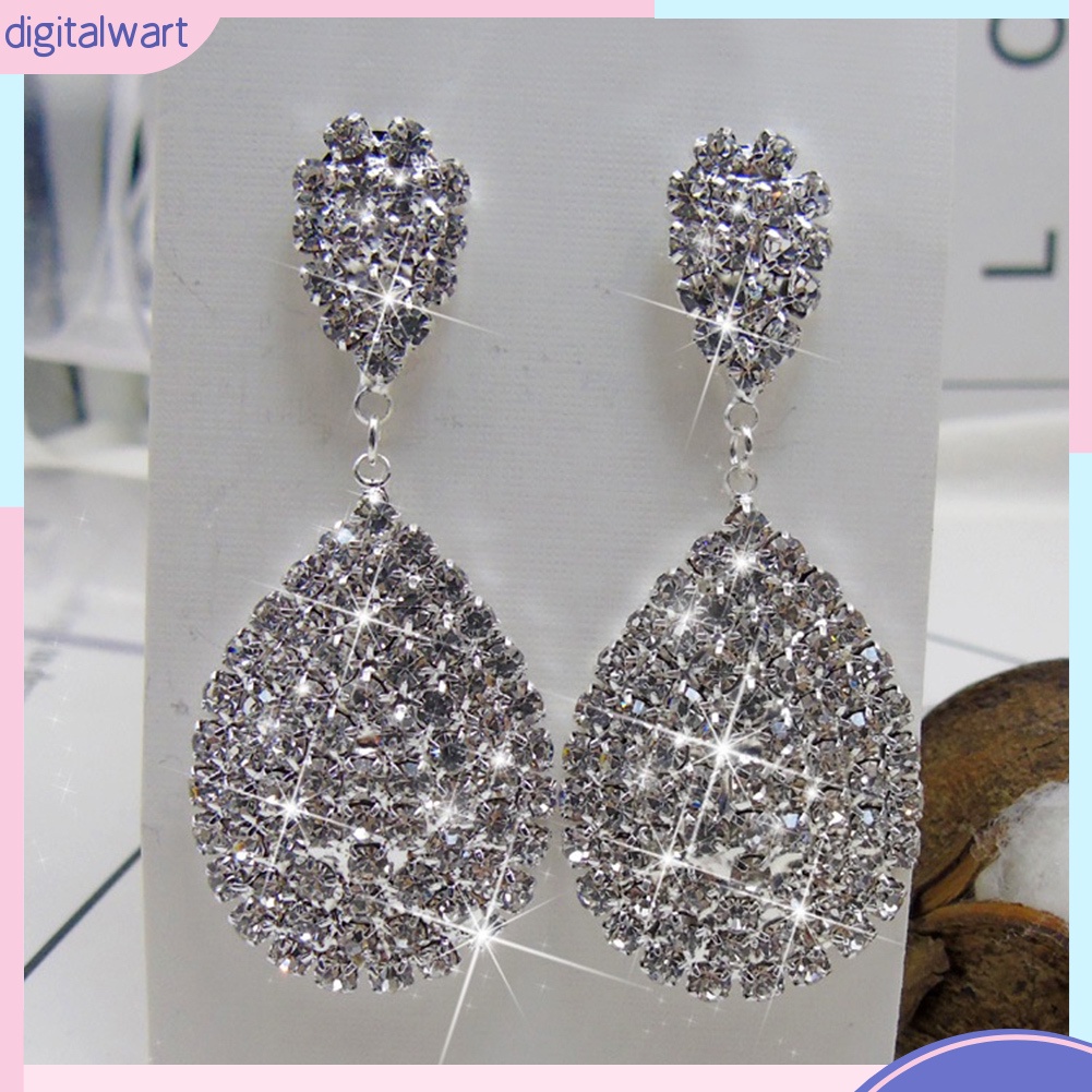 Khuyên Tai Đính Đá Hình Giọt Nước Thời Trang Thanh Lịch Dành Cho Nữ