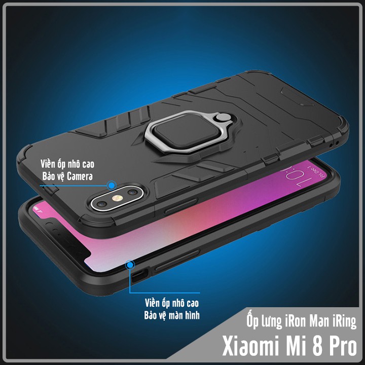 Ốp lưng Xiaomi Mi 8 Pro iRON - MAN IRING Nhựa PC cứng viền dẻo chống sốc