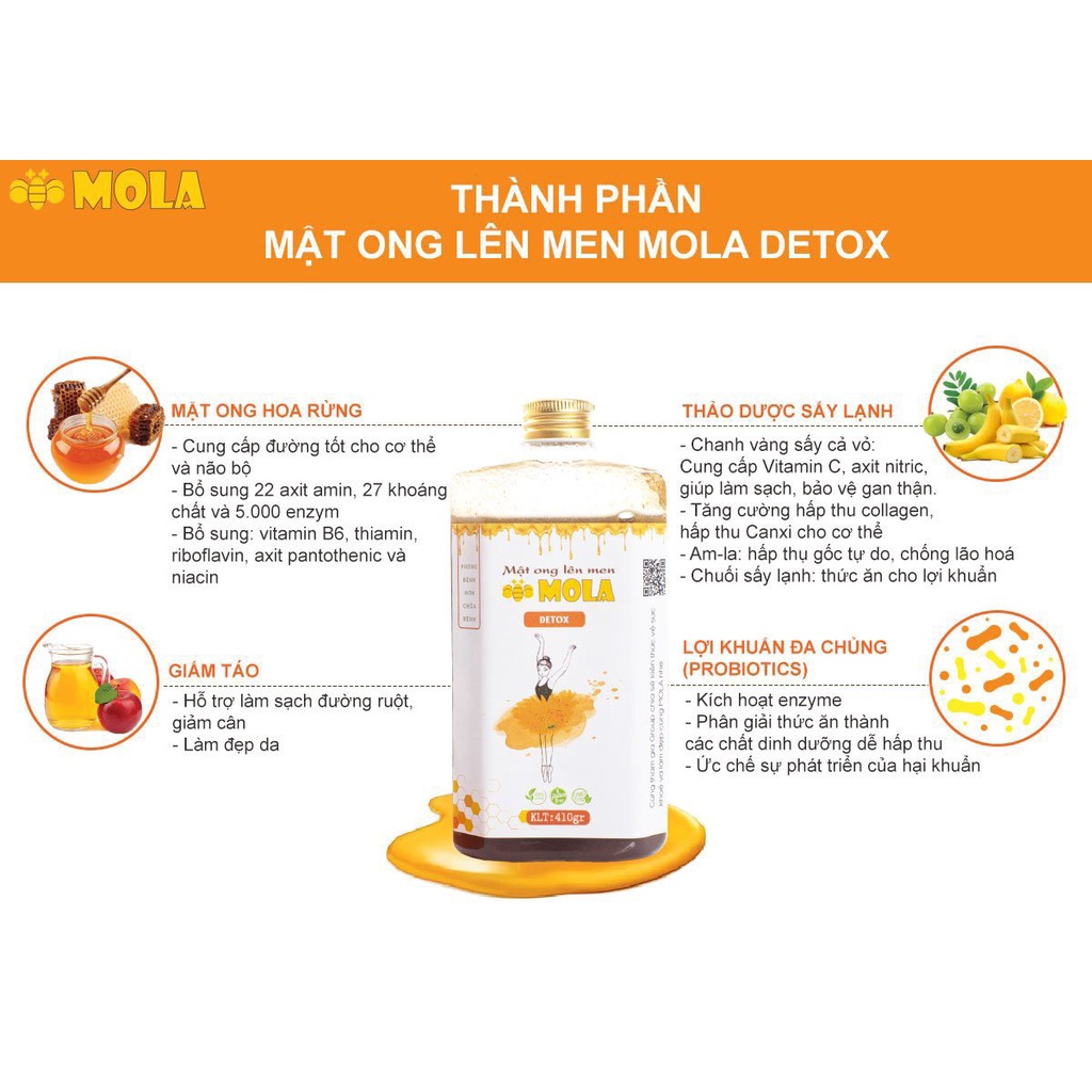 Mật ong lên men Mola DETOX Me rừng chai 410gr