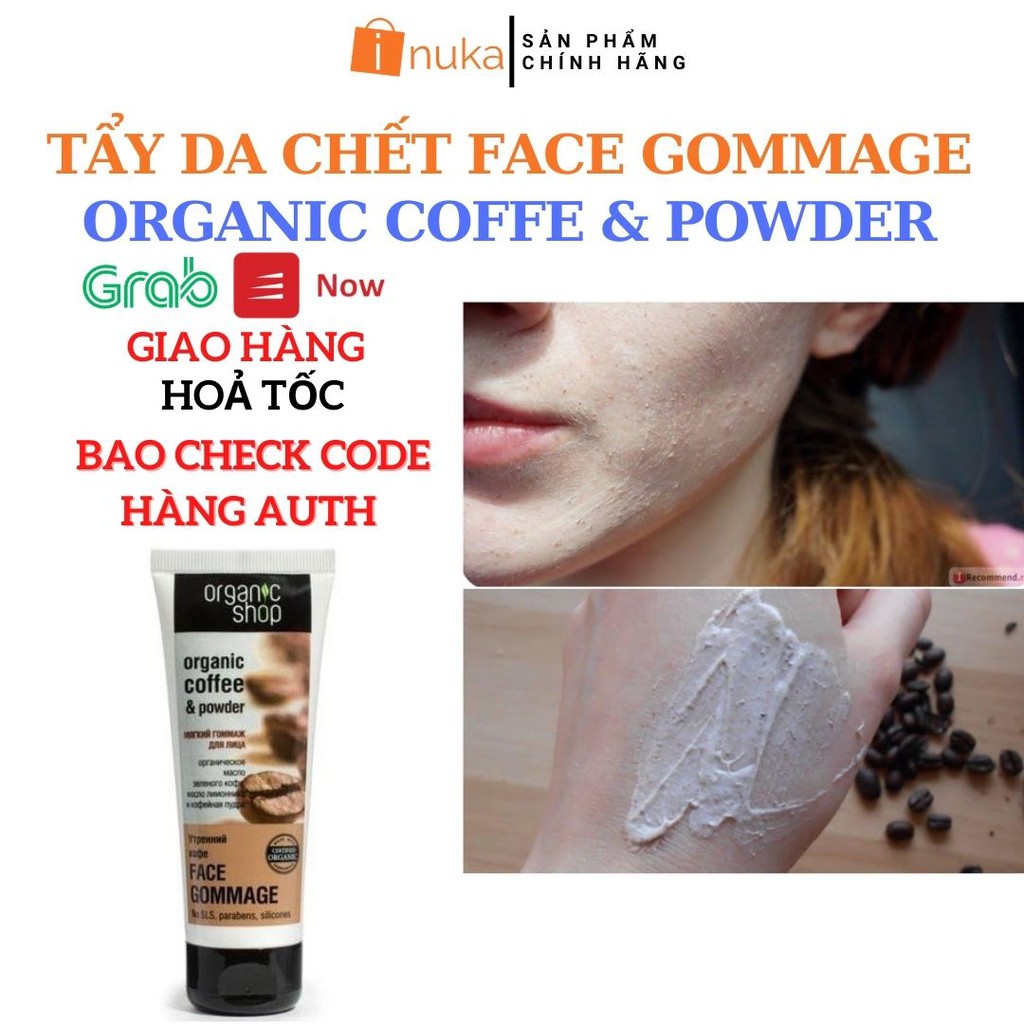 [100%-Hàng Auth] Tẩy tế bào chết da mặt Organic Shop chăm sóc da mặt dịu nhẹ tái tạo trắng da mặt (75ml).