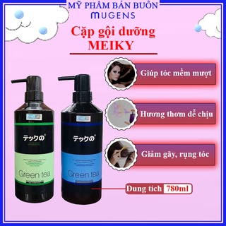 Bộ dầu gội xả trà xanh nhật MEIKI chống nhờn suôn mềm mượt tóc 780ml CT04