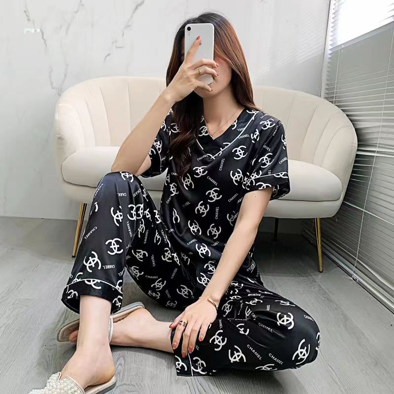 Bộ Đồ Ngủ Bằng Lụa Satin Tay Ngắn Thời Trang Hàn Quốc Dành Cho Nữ Size M-3XL