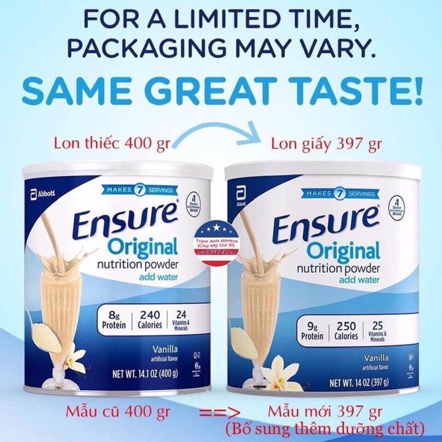 SỮA BỘT ENSURE ® Powder 397g (Abbott Hoa Kỳ)