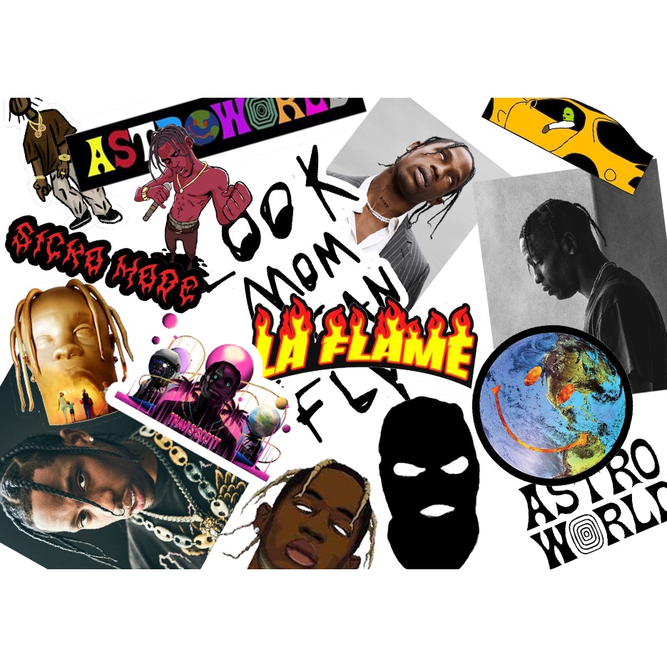 Set 28 Hình dán sticker TRAVIS SCOTT, hình dán hiphop, hình dán pvc chống nước