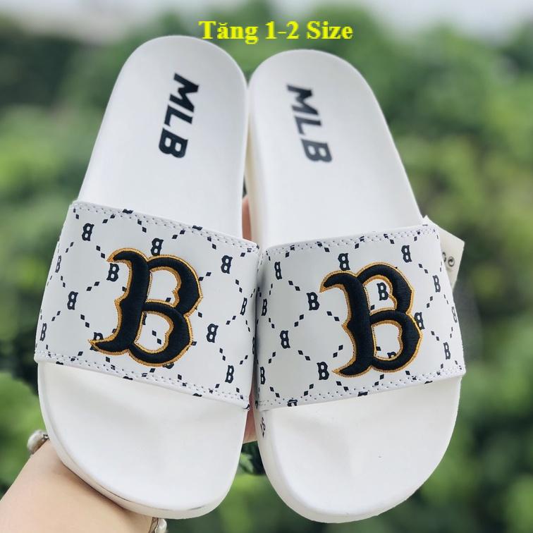 Dép unisex 𝐌𝐋𝐁 thêu nỗi chữ B ❤️FREESHIP +Tăng 1-2 sz +Hộp❤️ dép mlb quai ngang thể thao nam nữ, kèm tem tag mác đầy đủ