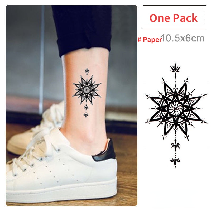 Miếng Dán Hình Xăm Tạm Thời Họa Tiết Hoa Chống Thấm Nước Cho Nữ