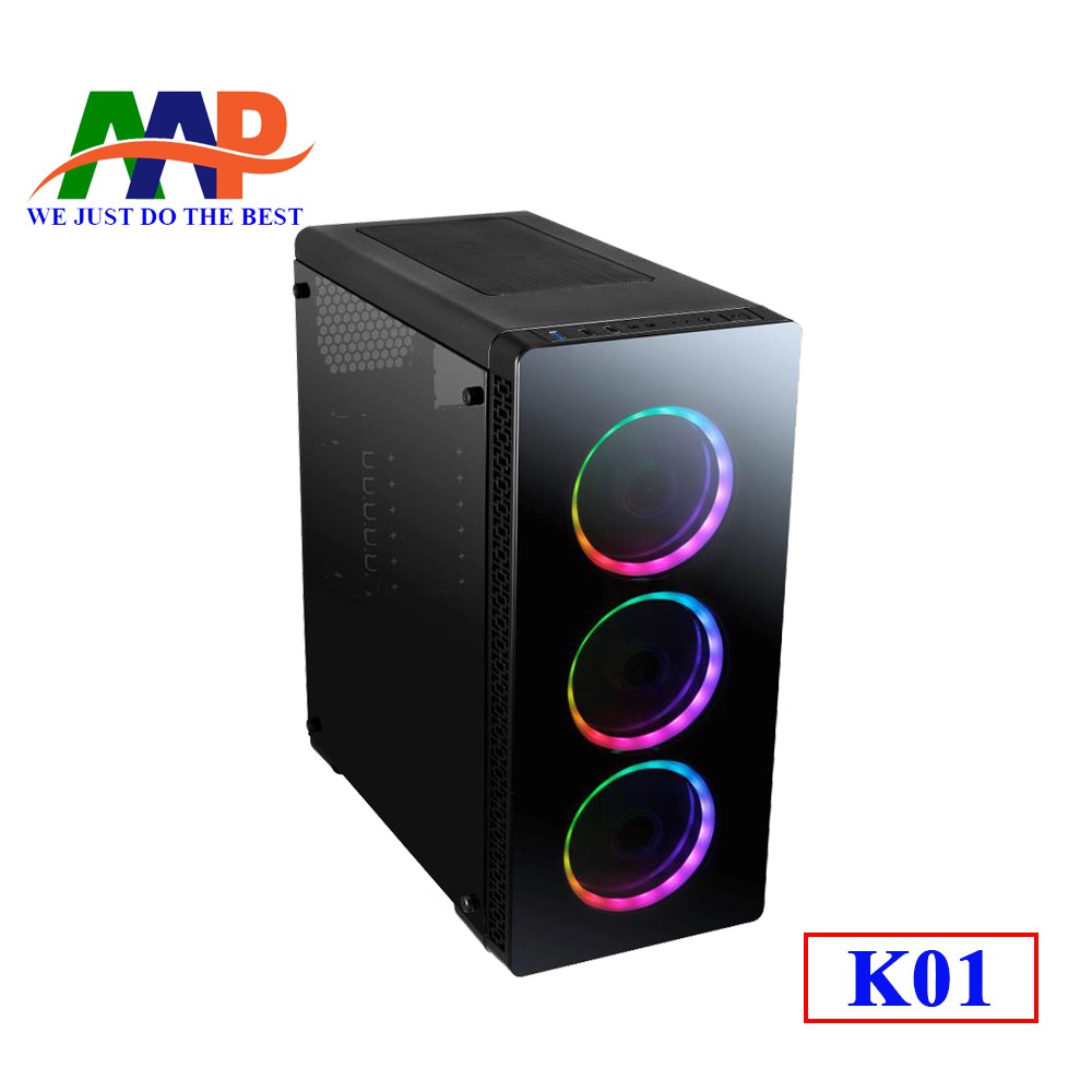 THÙNG VỎ MÁY TÍNH AAP K01 GAMING (Mặt trước, hông trong suốt)