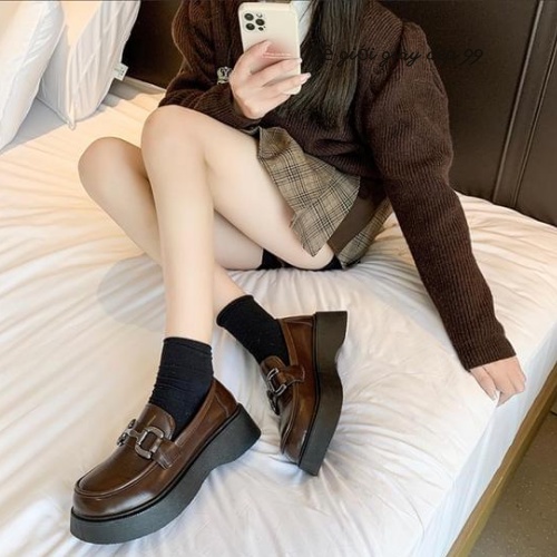 Giày búp bê nữ lolita màu trắng, đen đế cao 4-5 phân phong cách Hàn Quốc mẫu mới nhất  hàng có sẵn