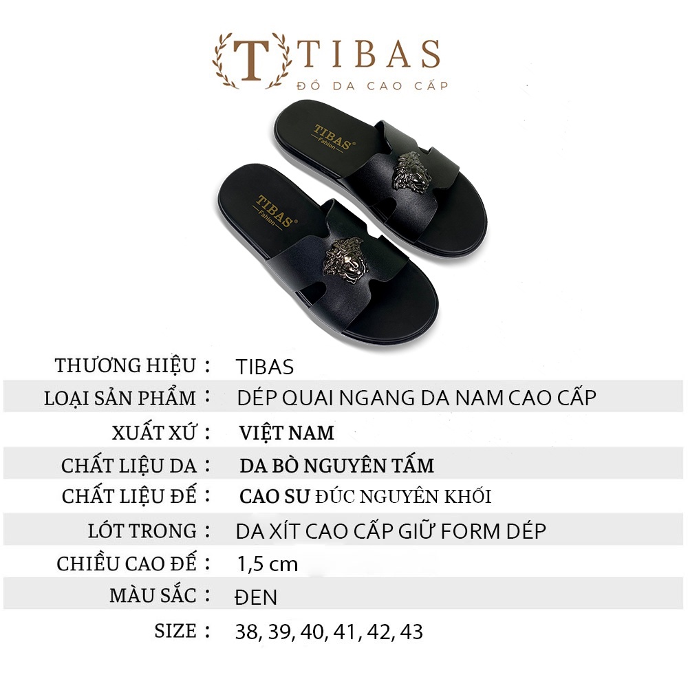 Dép Da Nam Chữ H Đính Đầu Versace Trẻ Trung, Phong Cách TIBAS