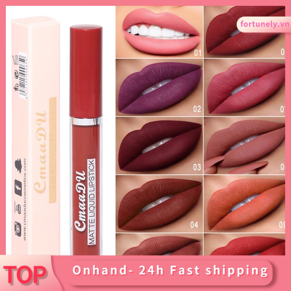 COD CMAADU Liquid Lipstick Matte Lip Gloss Cosmetic Lightweight Lip Glaze Long Lasting Lip Tint Waterproof 10 Color Lips Mak fortunely.vn