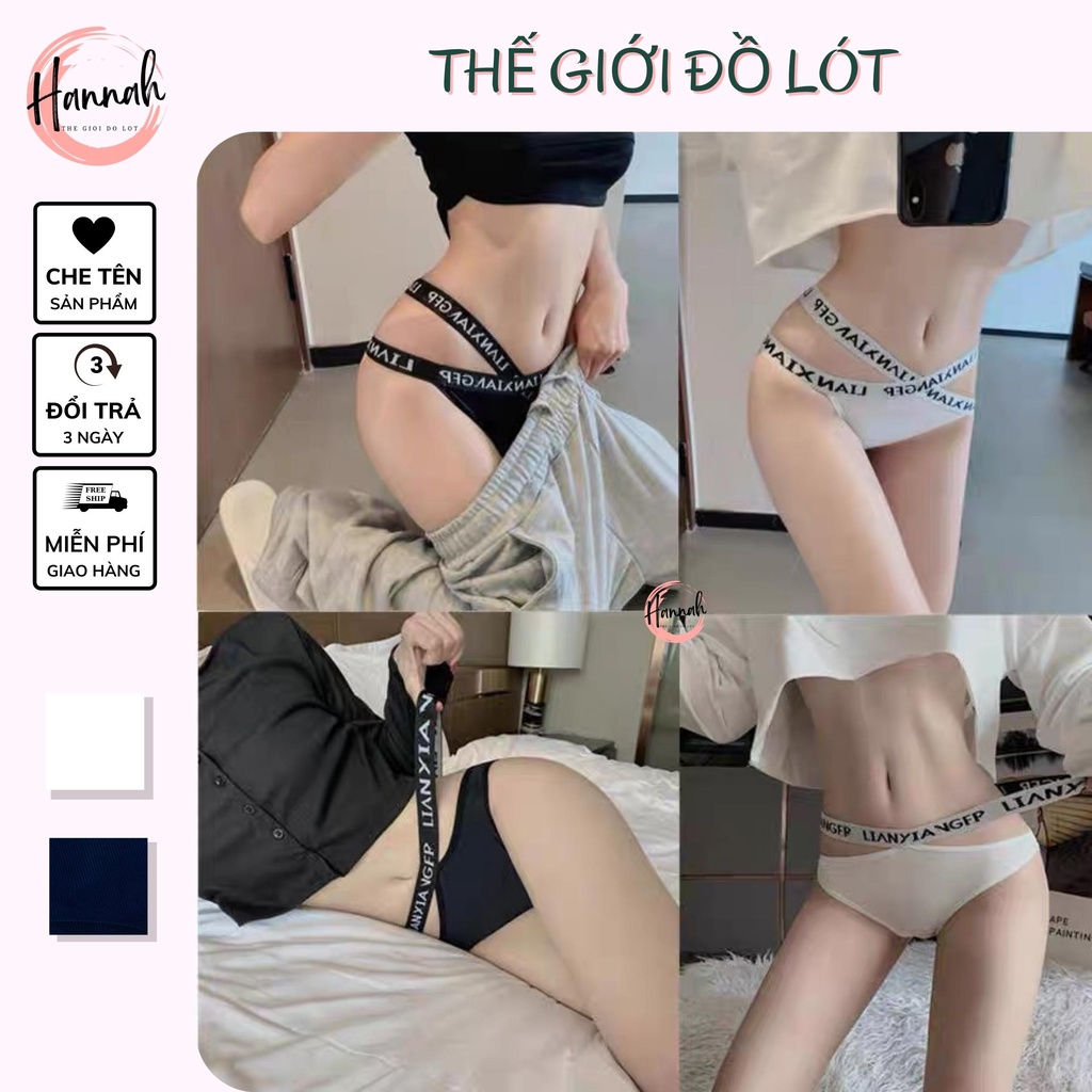 Quần lót cạp X sexy đan dây sexy gợi cảm cuốn hút chất liệu cotton cạp hếch cao HANNAH SECRET K8856