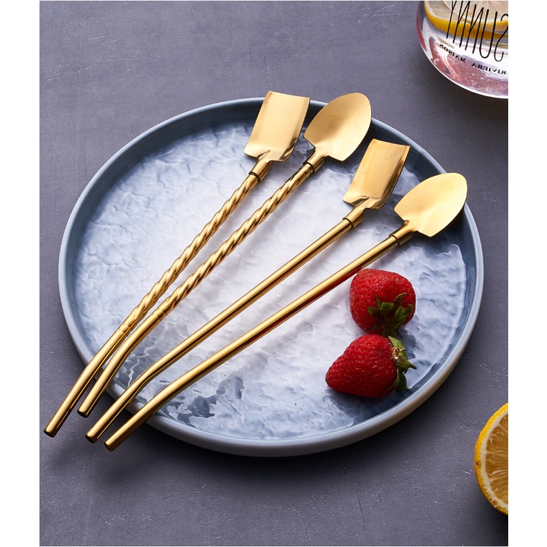 Muỗng Ống Hút Inox Hình Dưa Hấu / Dưa Hấu Sáng Tạo