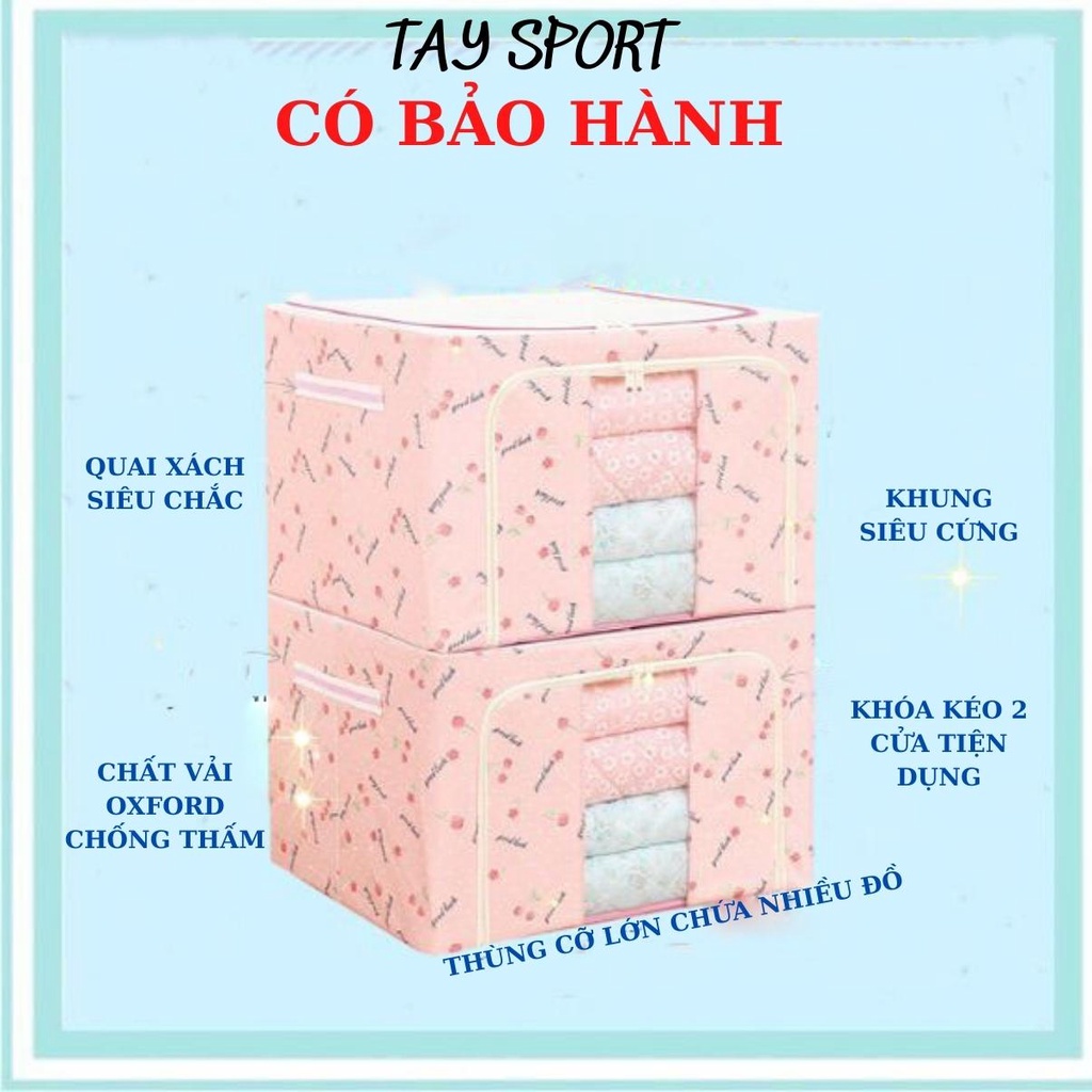 Hộp vải khung thép đựng quần áo chăn màn đồ chơi có thể gấp gọn size lớn 72L