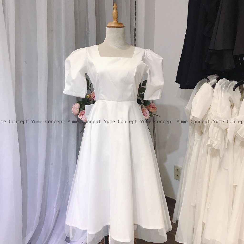 [CÓ SẴN] Đầm trắng cột nơ hở lưng công chúa dự tiệc đầm trắng bigsize giá rẻ size lớn lady