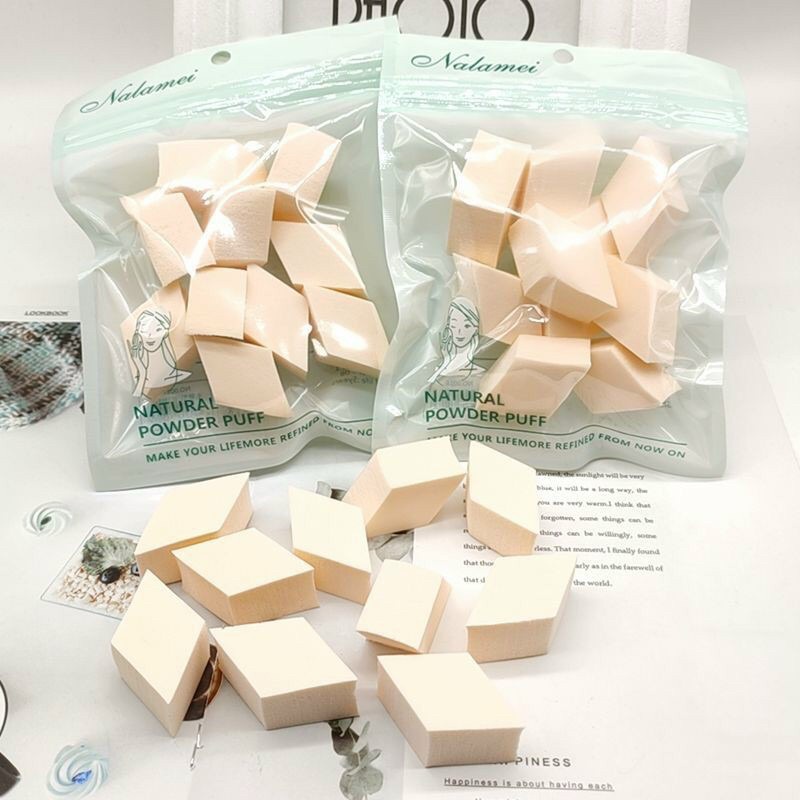 Set 10 miếng bông vát góc tán kem cực hiệu quả - Tán kín vùng góc mắt, cánh mũi, 10 miếng thay thế đảm bảo vệ sinh