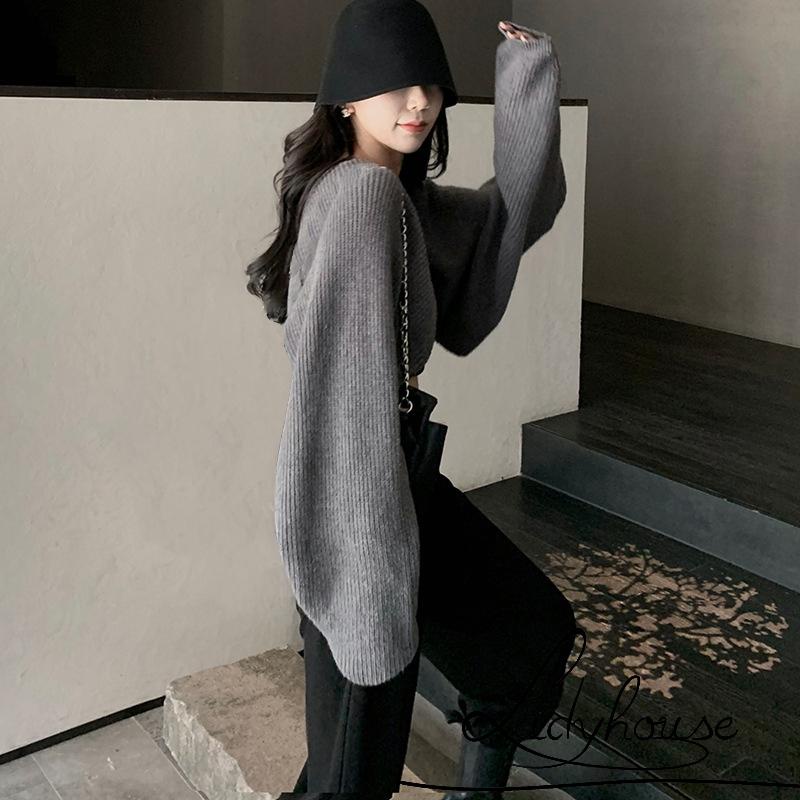 Áo khoác cardigan dệt kim dáng rộng dài tay thời trang cho nữ LD