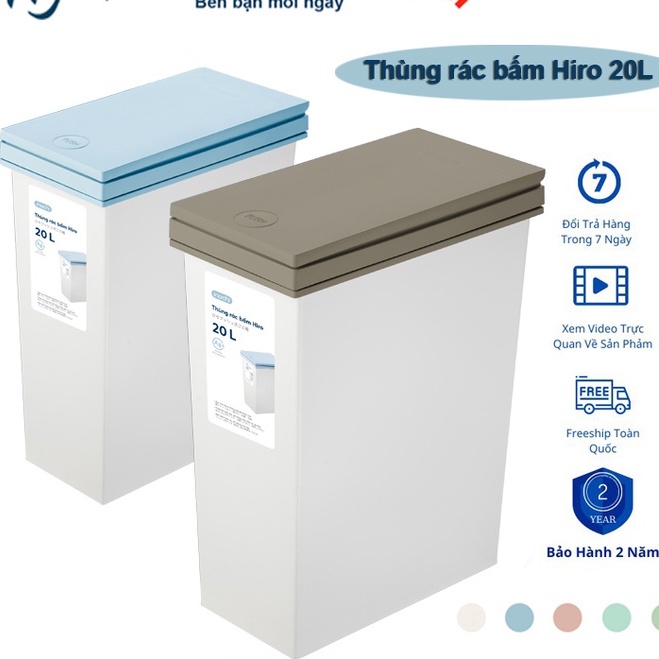 Thùng rác nhựa INOCHI, thùng rác thông minh Hiro 20L tiêu chuẩn Nhật Bản - Happy Life 4U