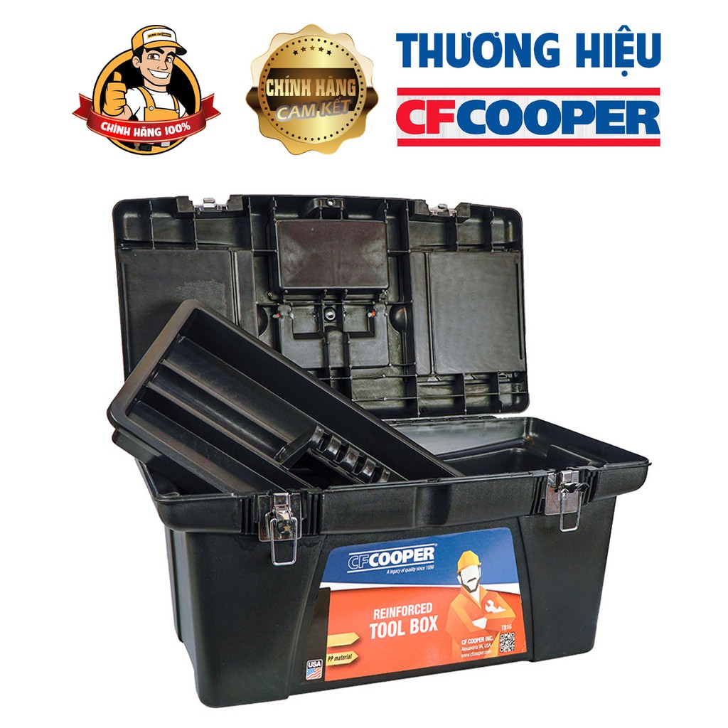 Thùng đồ nghề nhựa,Dụng cụ cầm tay,Hộp đựng 41 x 22 x 19cm 16in  CFCooper.