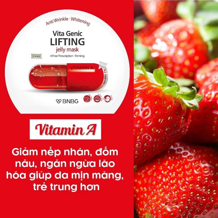 Combo 10 Mặt nạ giấy BNBG Vita Genic Lifting Jelly Mask giúp nâng cơ, ngăn ngừa chảy xệ, cho da sáng hồng 30ml (Màu đỏ)