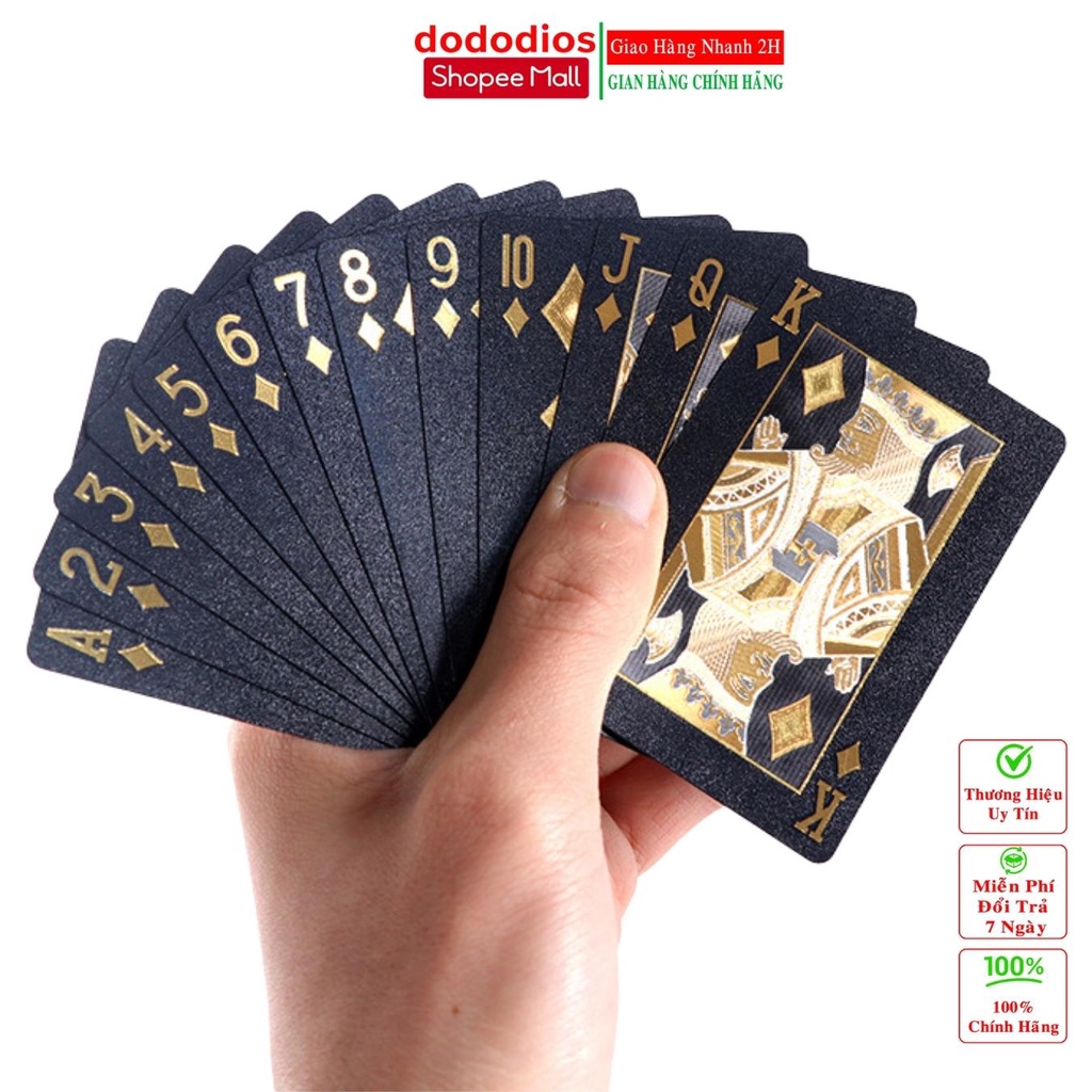 Bài tây poker nền đen cao cấp chọn màu bằng nhựa PVC chống thấm nước chính hãng dododios