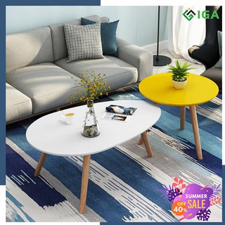 [XẢ KHO] COMBO BÀN TRÀ SOFA TRỨNG - TRÒN CHÂN GỖ SỒI GP55 + BT50M