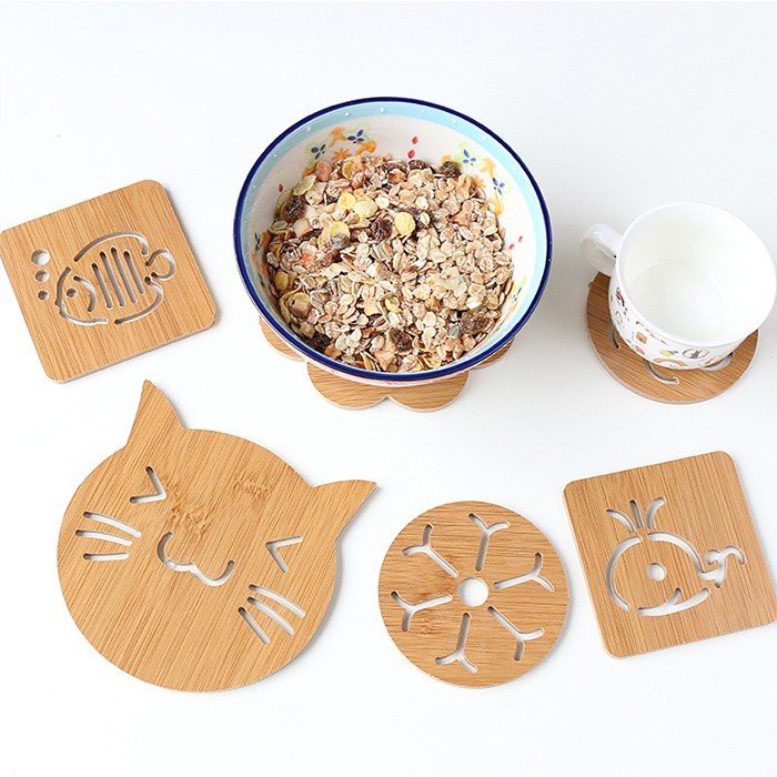 [Tổng Kho Sỉ] Miếng Lót Cốc, Ly, Tách CHẤT LIỆU GỖ Kiểu Mới (Size 9.5cm) -  Tấm Đế Bằng Gỗ Lót Đồ Uống Trà, Cafe Cá Tính