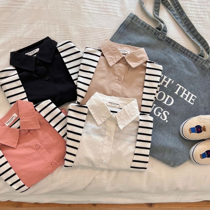 Áo Sơ Mi Giả Hai Lớp Màu Trơn Thời Trang Mùa Thu Mới 2022 Cho Bé Trai Và Bé Gái