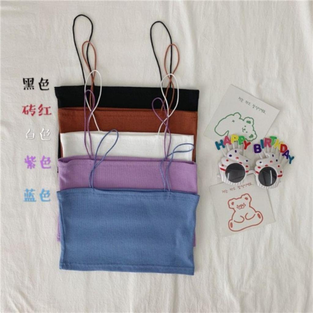 Áo Croptop hai dây sợi bún dáng Croptop Chất Thun Dày Dặn Co Giãn, Thun gân đen trắng , ôm khi mặc trong siêu mát | BigBuy360 - bigbuy360.vn