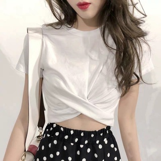 ÁO THUN CROPTOP XOẮN EO ĐEN TRẮNG BASIC