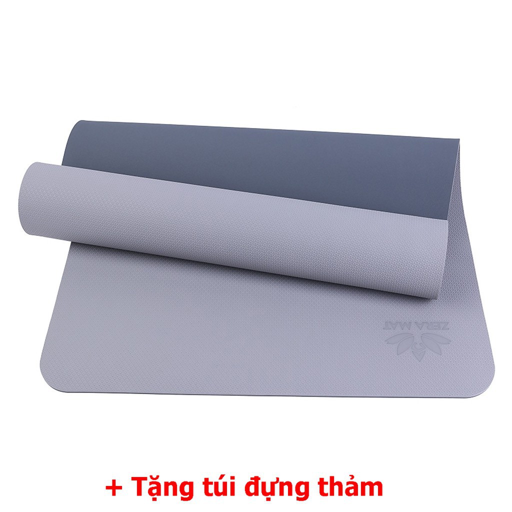 Thảm tập yoga ZERAMAT 2 lớp TPE cao cấp dày 8mm miễn phí túi đựng