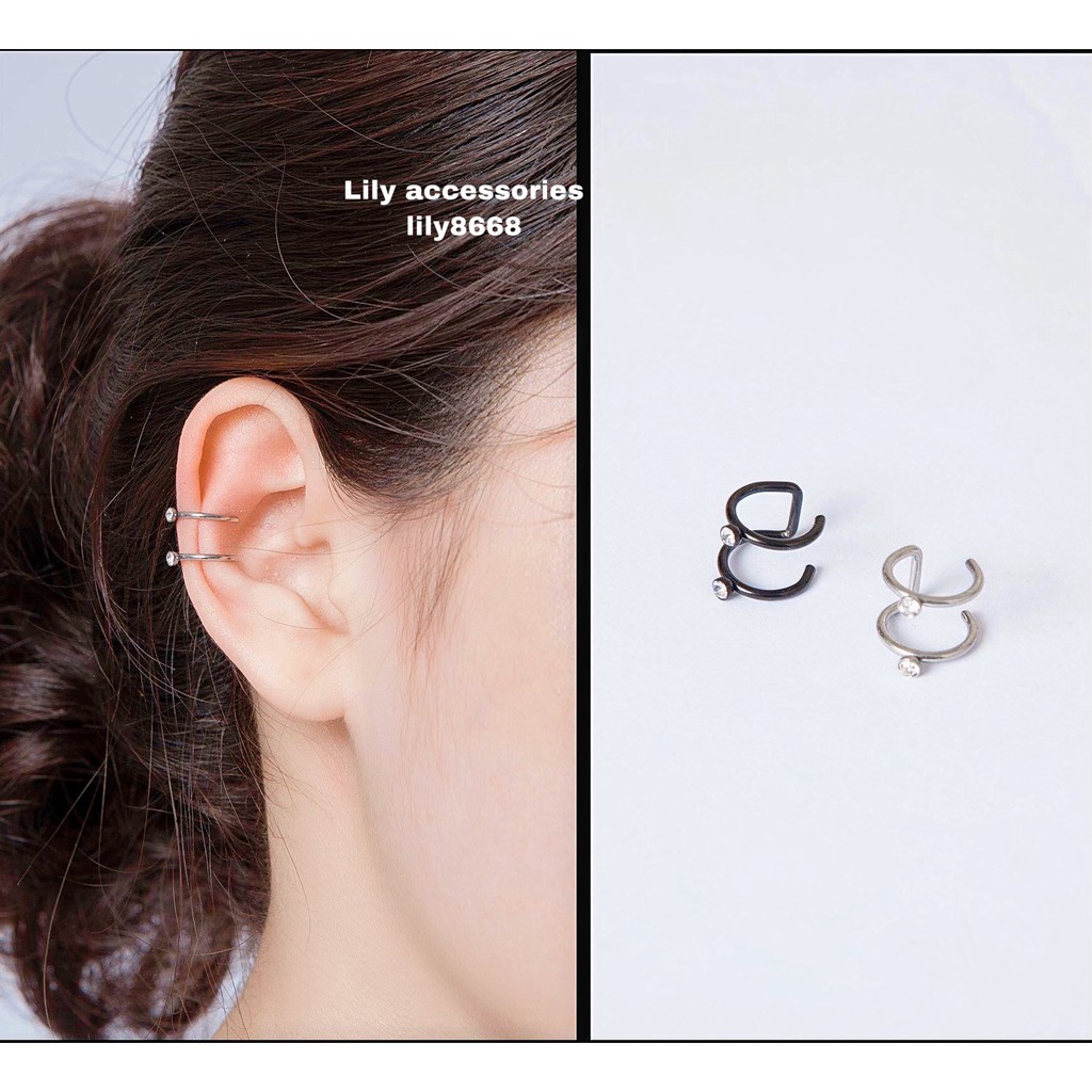 Double Helix Ear Cuff kẹp tai titan đính kim không cần xỏ lỗ không gỉ không đen cho nam nữ Unisex