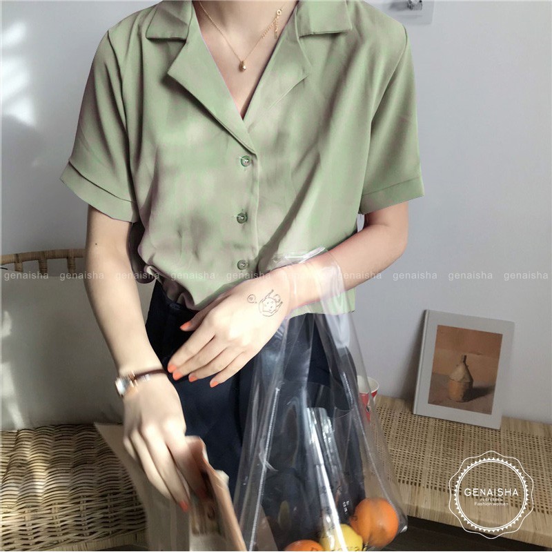 Áo sơ mi voan tay ngắn thời trang mùa hè cho nữ 200605 | BigBuy360 - bigbuy360.vn