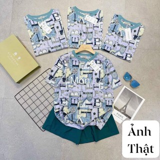 Set bộ áo lụa dáng suông rộng & quần sooc ống rộng