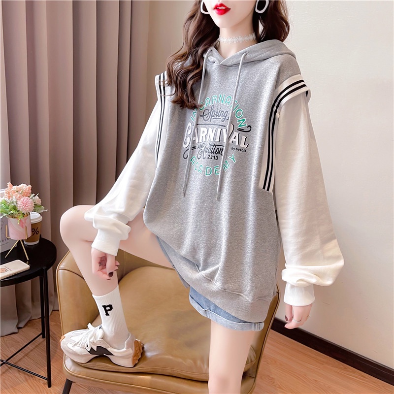 Áo hoodie mỏng giả hai lớp IELGY phong cách trẻ trung thời trang cho nữ