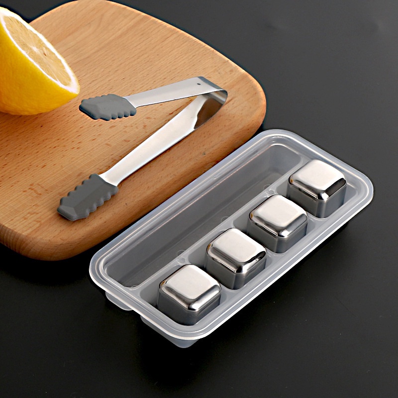 SUPO DEPOT - Set 4 viên đá làm lạnh bằng thép không gỉ cấp thực phẩm tái sử dụng