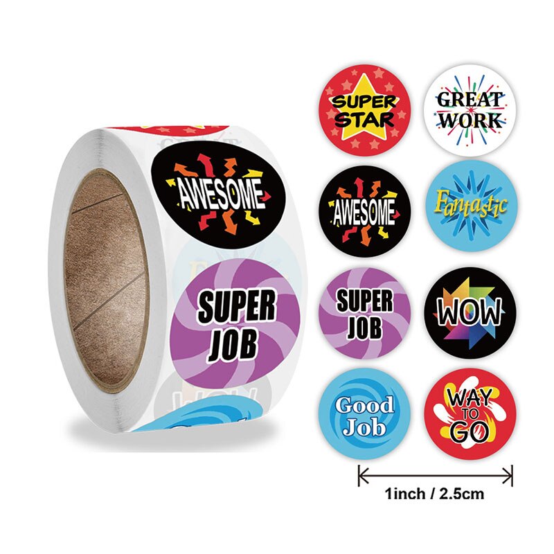 Bộ 500 Miếng Dán Hình Tròn Dễ Thương 2.5cm / 1inch Trang Trí Hộp Quà Sinh Nhật Cho Bé