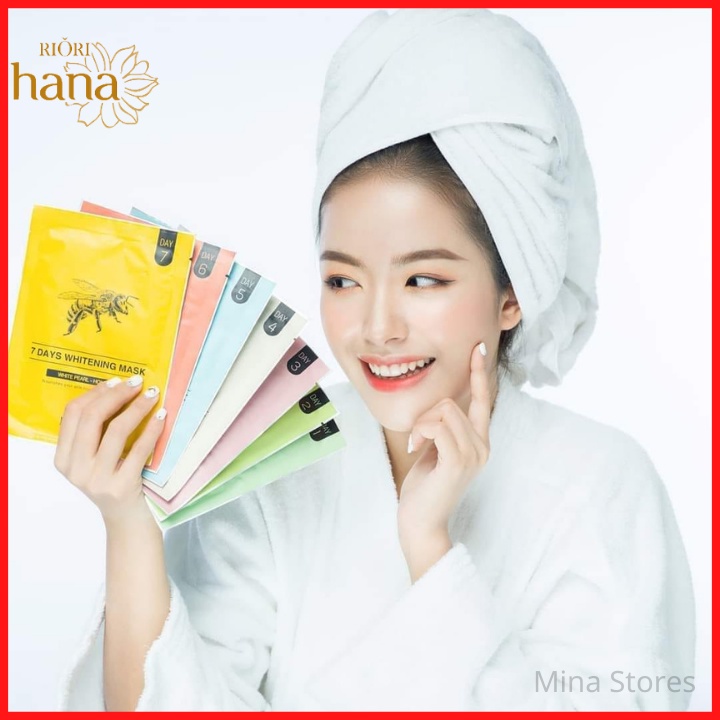 Mặt Nạ Dưỡng Da Hàn Quốc, Mặt Nạ Giấy RIORI 7 Days Whitening Mask Dưỡng Trắng, dưỡng ẩm chống lão hóa hỗ trợ phục hồi da