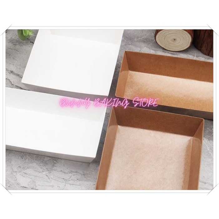 Hộp giấy kraft vuông chuyên dụng đựng bánh ngọt hoặc thức ăn màu trắng, vàng da bò