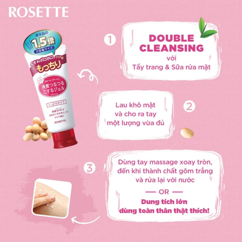 Tẩy Da Chết Mặt Rosette Hồng - Gel Tẩy Tế Bào Chết Gommage Moist Cho Da Khô 120gr