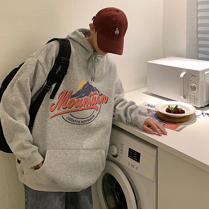 ZHELIHANGFEI Áo Hoodie Dài Tay Dáng Rộng In Họa Tiết Cá Tính Trẻ Trung