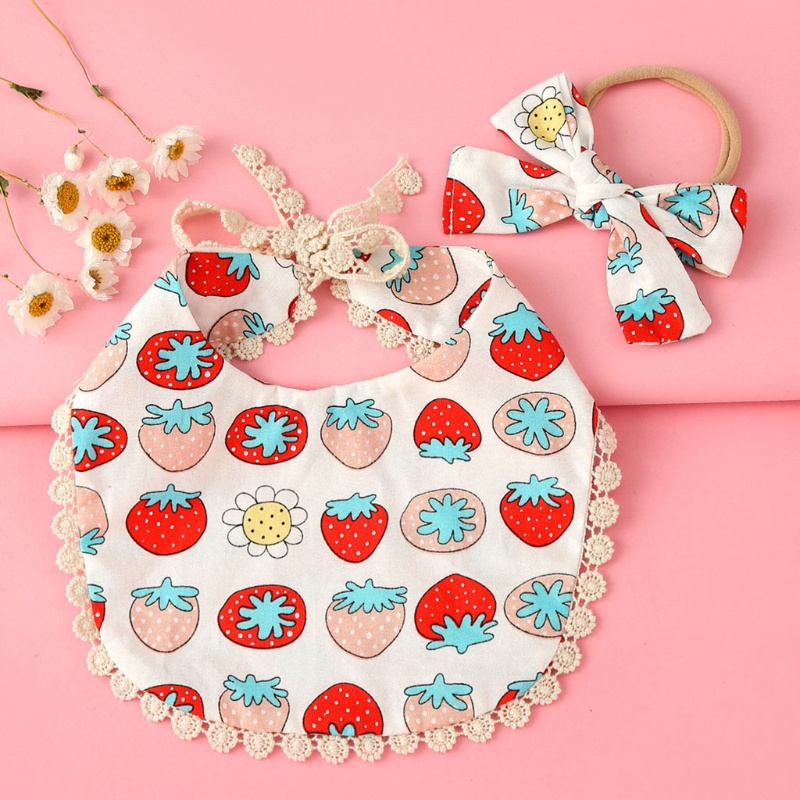 Yếm Ăn Tam Giác Vải Cotton Mềm Đính Nơ Xinh Xắn