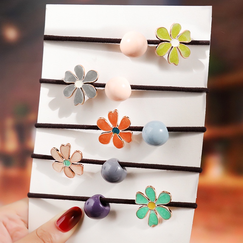 Dây Buộc Tóc Cao Su Co Giãn Hình Hoa Giọt Nước Đơn Giản Cho Nữ