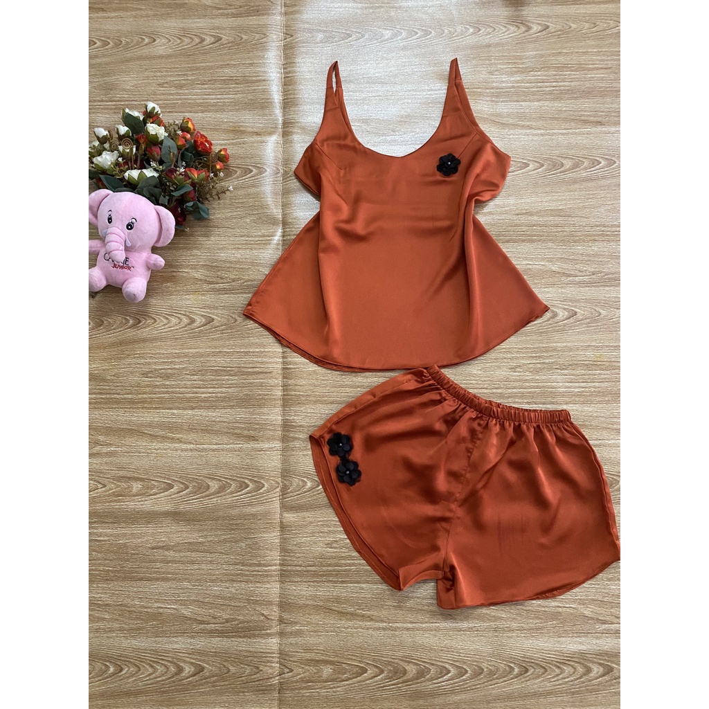 Đồ bộ ngủ, bộ hai dây sexy[FREESHIP]bộ ngủ satin cao cấp, chất vải mền mịn, không nhăn, mặc thoáng mát, size 45-60kg