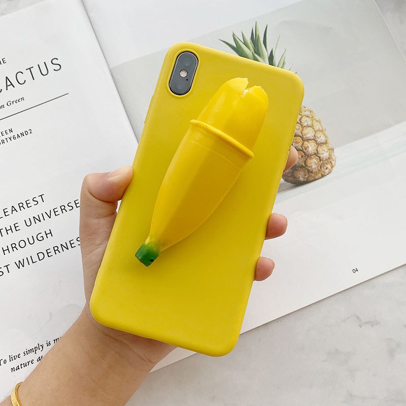 Ốp điện thoại có giá đỡ hình quả chuối cho Oppo A3S A5 A5S A7 A12 A52 A72 A92 A92S A94 F7 A5 A8 A9 A31 A53 A73 A93 2020