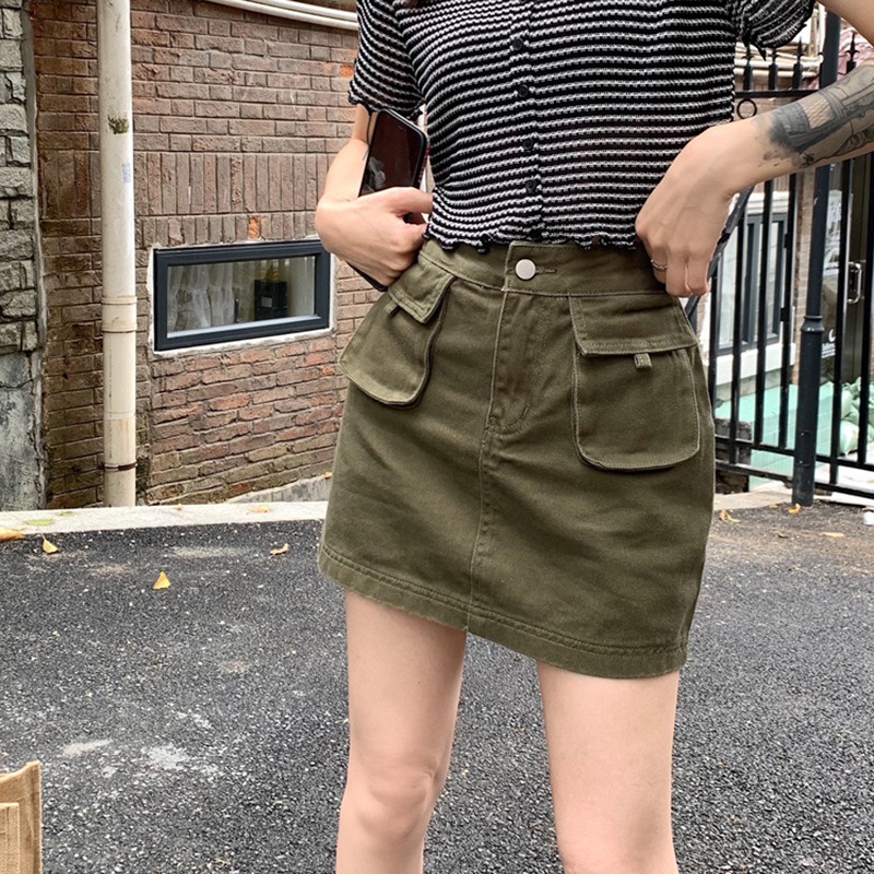 Váy denim Ngắn Lưng Cao Thời Trang Mùa Hè Dành Cho Nữ