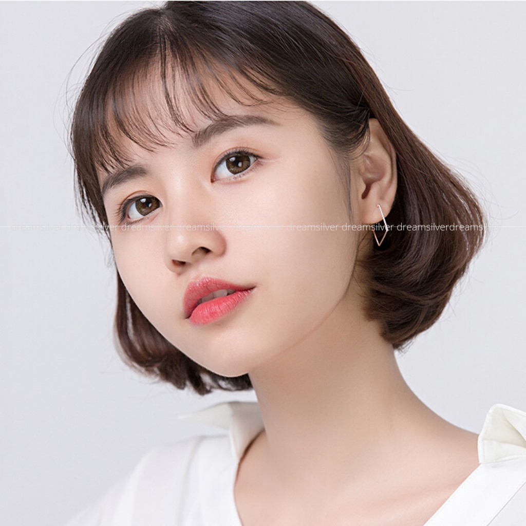 Khuyên Tai Bạc Dreamsilver Hình Vuông Nhiều Size KT005
