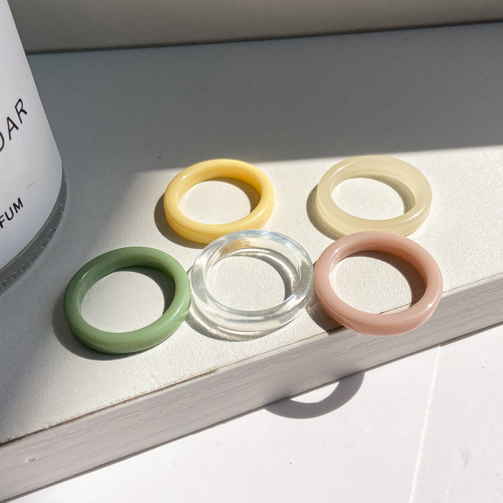 IF ME Bộ nhẫn   bằng nhựa trong suốt họa tiết trái cây dễ thương cho nữ