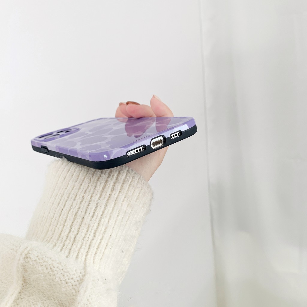 Ốp điện thoại in hoạ tiết bò sữa màu tím cho Iphone 7 8 plus X XR XS MAX 11 PRO MAX 12 MINI PRO MAX